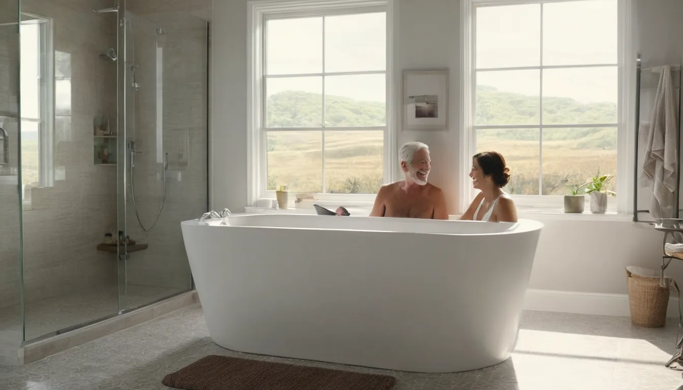 A bright, accessible bathroom with a walk-in tub in a East Bethel home
